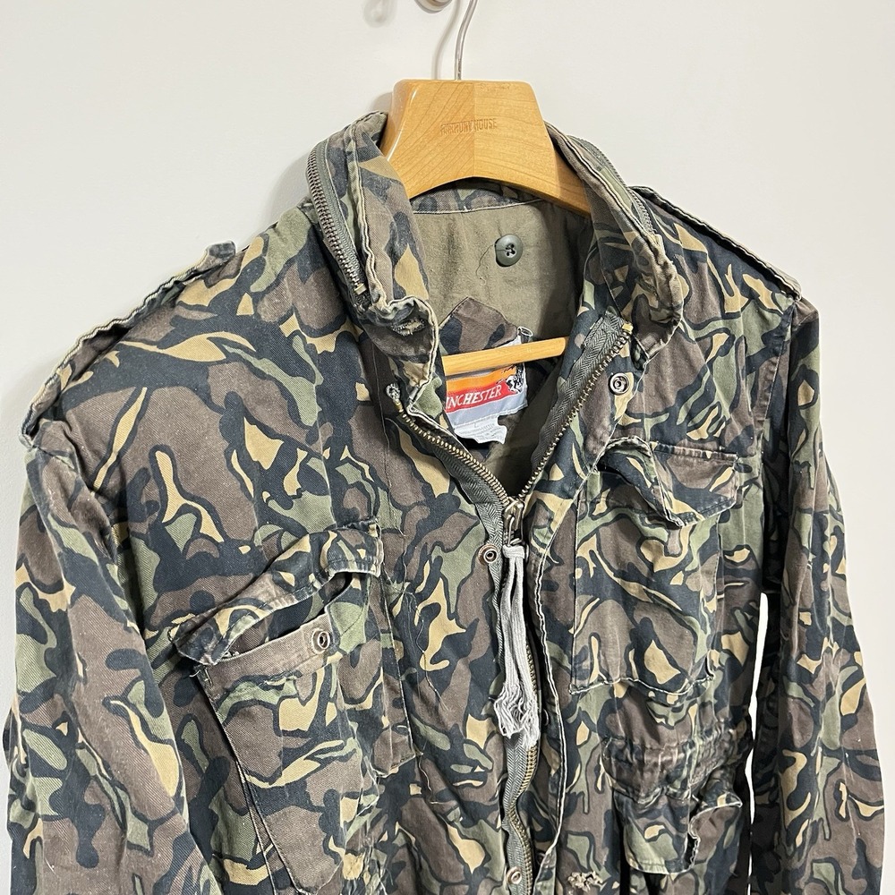 Winchester Vintage 80s Camo Detroit Chore Jacket Mens Large Hunting Field Coat - Picture 2 of 5
